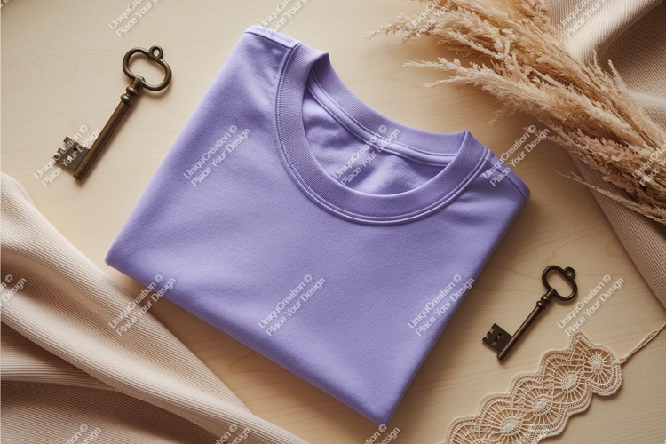 Folded purple sweatshirt mockup