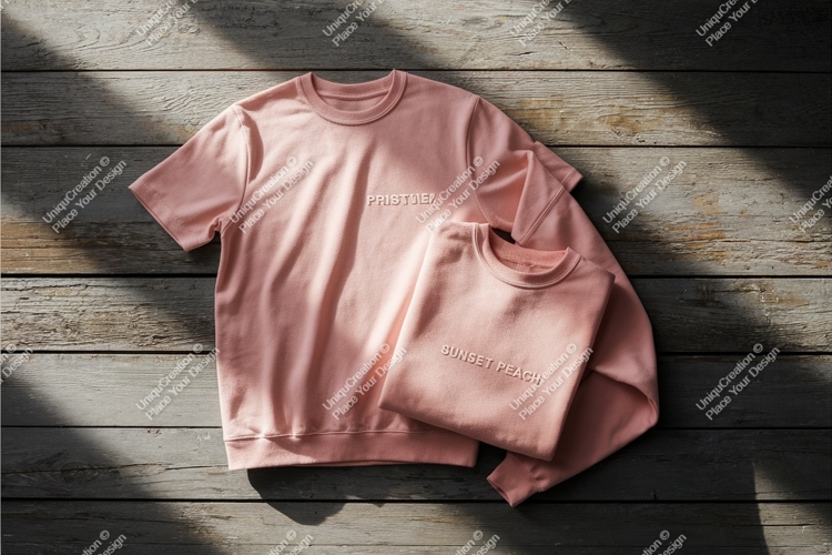 Pink apparel on wood mockup
