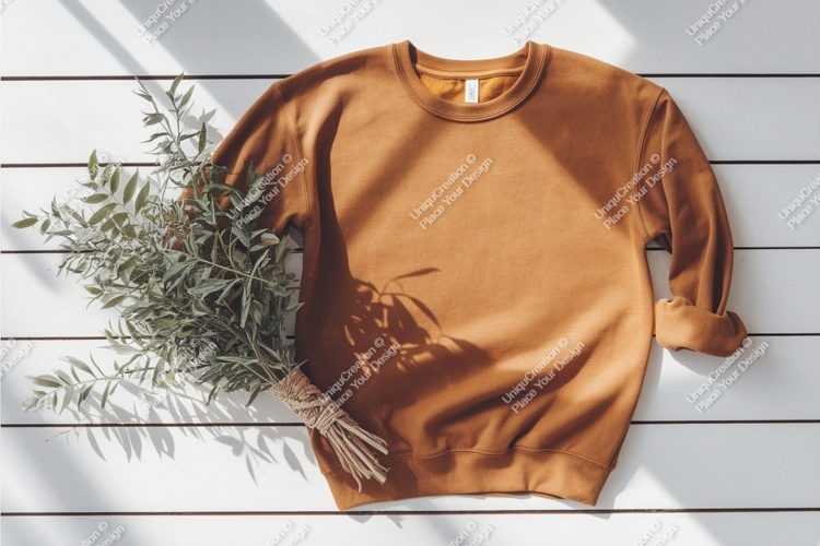 Brown sweatshirt with plant mockup