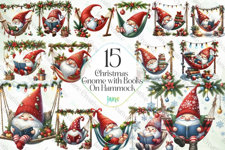 Gnome with Books On Hammock Sublimation