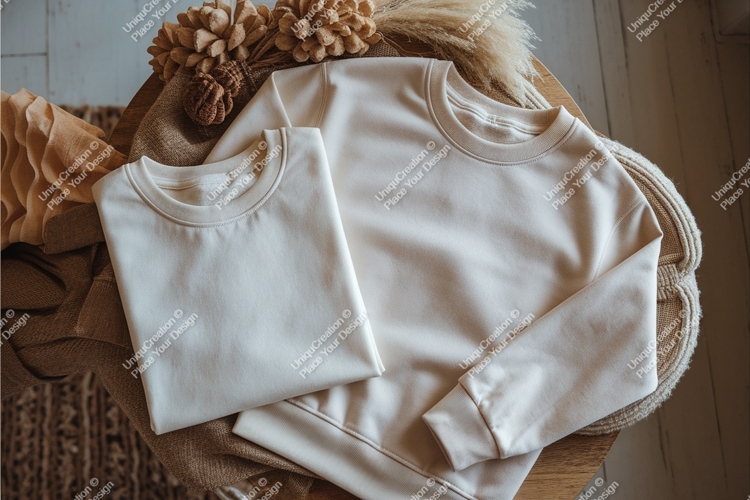 Beige sweatshirts apparel mockup