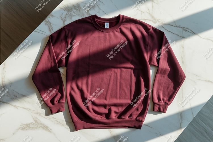 Maroon sweatshirt apparel mockup