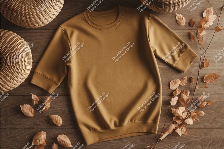 Brown short sleeve sweatshirt mockup