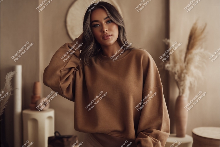 Woman in a sweatshirt mockup
