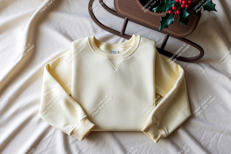 Yellow sweatshirt on fabric mockup