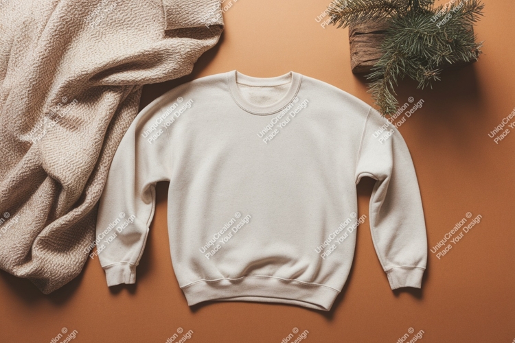 Beige sweatshirt and blanket mockup