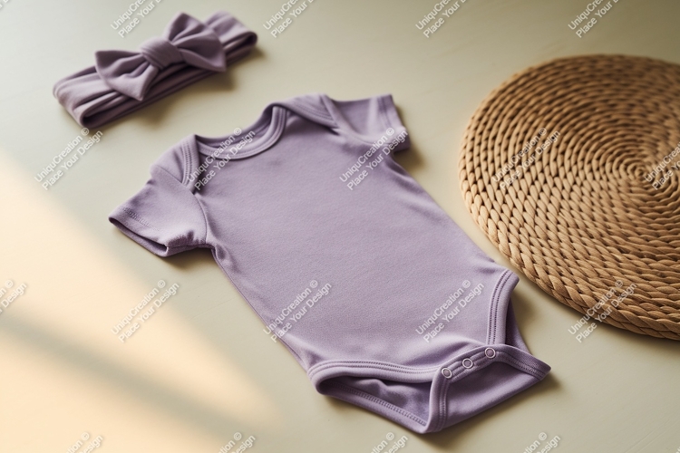 Baby onesie and headband mockup