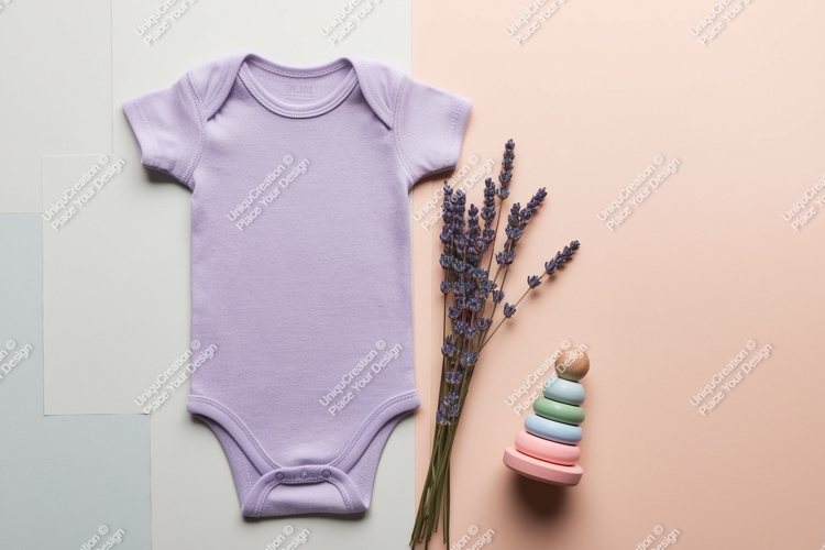 Baby clothes and lavender mockup