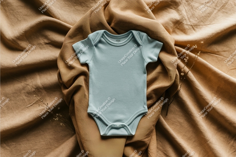 Baby bodysuit on soft fabric mockup