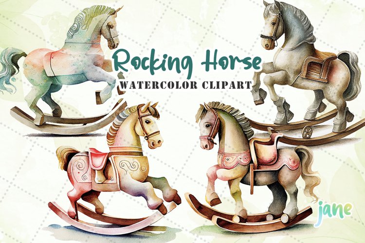 Rocking Horse Watercolor Sublimation Clipart