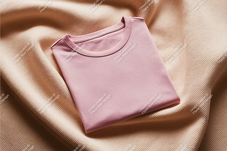 Pink tshirt on fabric mockup