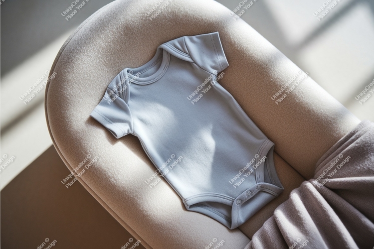 Baby onesie on silk fabric mockup
