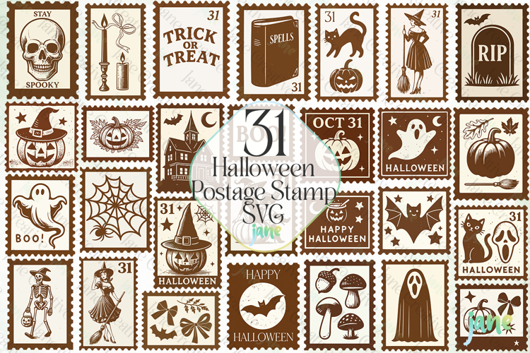 Halloween Postage Stamp SVG