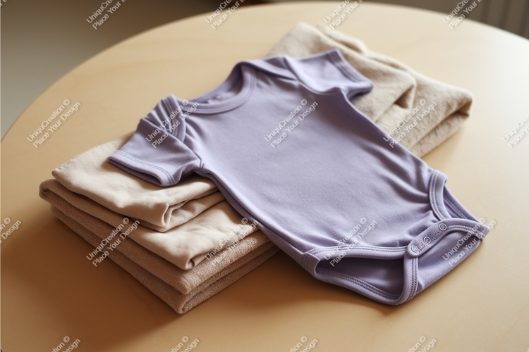 White baby onesie on fabric mockup