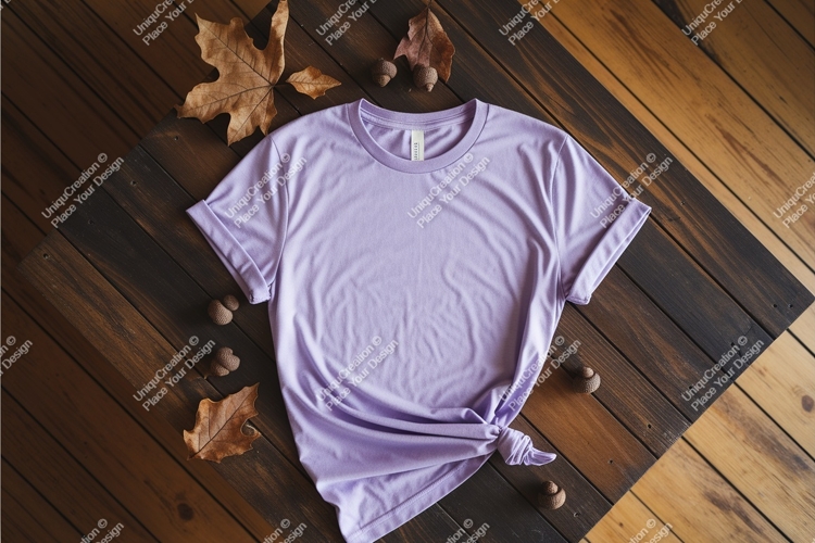 Blue tshirt on knitted blanket mockup