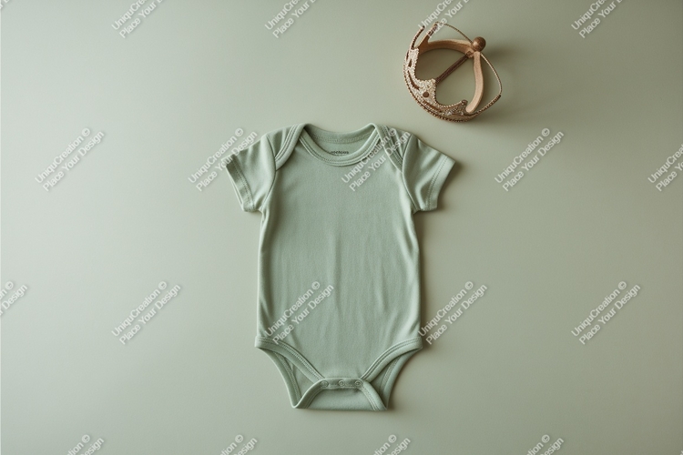 Beige baby bodysuit with spoon mockup