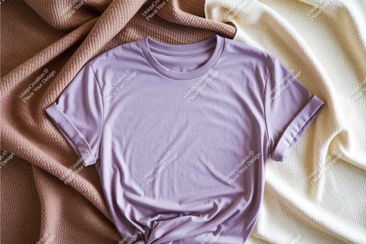 Blue shirt on a soft blanket mockup