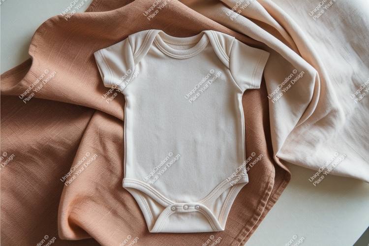 Baby bodysuit on round mat mockup