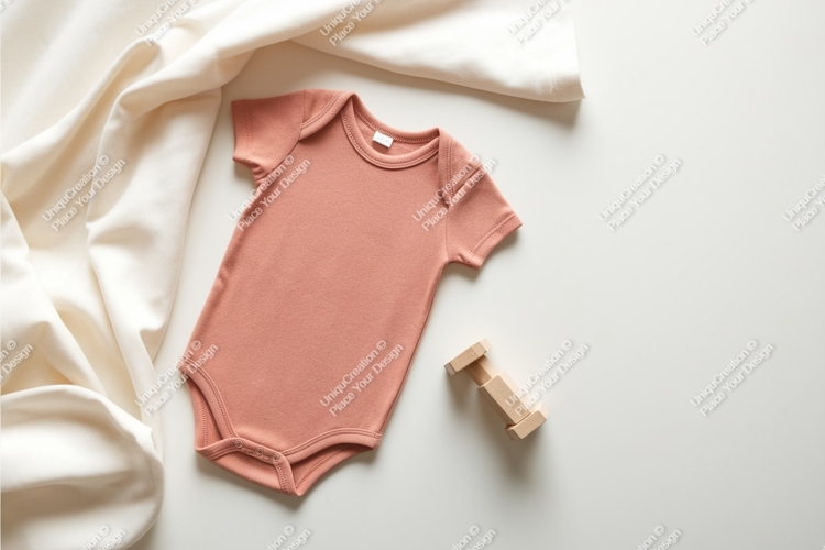 Baby bodysuit with wooden toy mockup