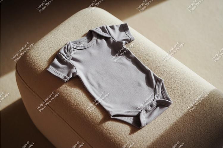 Baby bodysuit on chair seat mockup