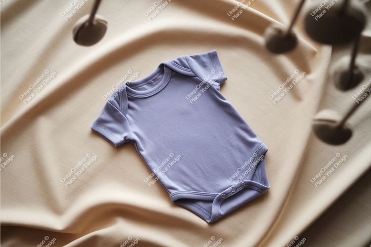 A baby onesie on fabric mockup