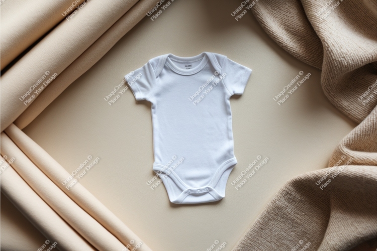 White baby bodysuit on background mockup