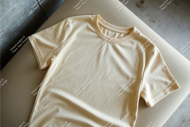 Yellow tshirt on surface, flat lay mockup
