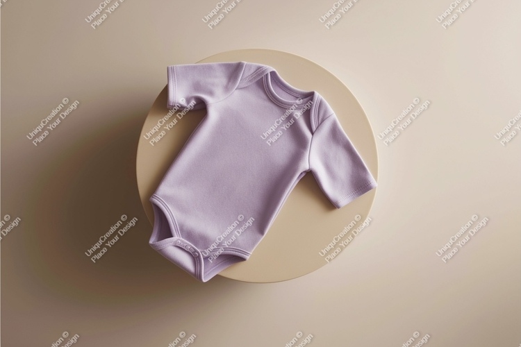 Purple baby bodysuit on display mockup