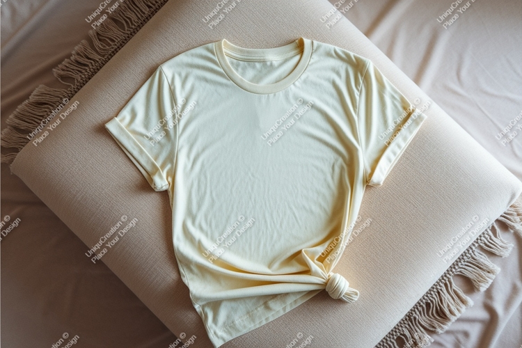 Yellow tshirt on a pillow mockup