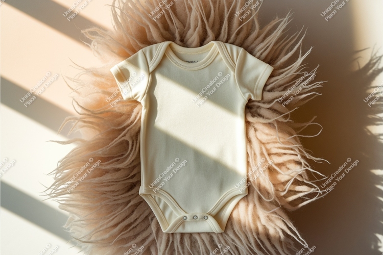 White baby bodysuit on fur mockup
