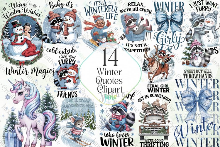 Winter Quotes Clipart Sublimation example image 1
