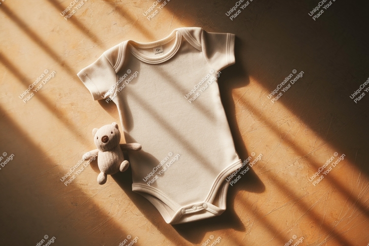 Baby onesie and teddy bear mockup mockup