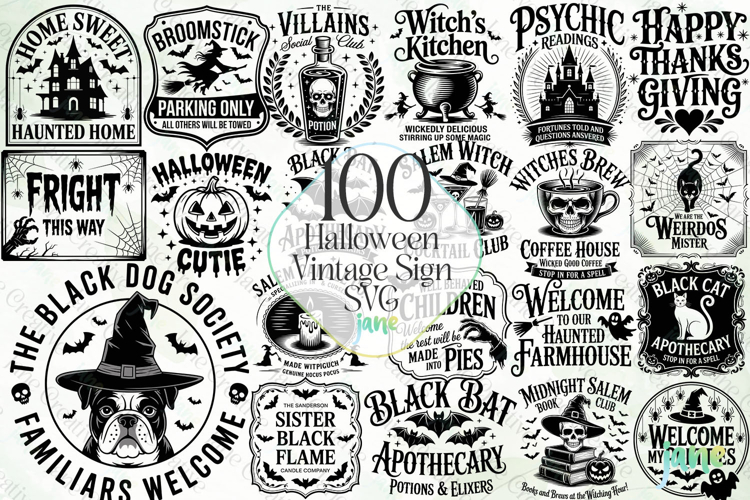 Halloween Vintage Sign SVG Bundle