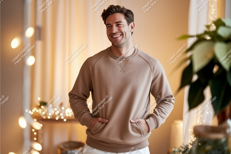 Man wearing casual sweatshirt mockup