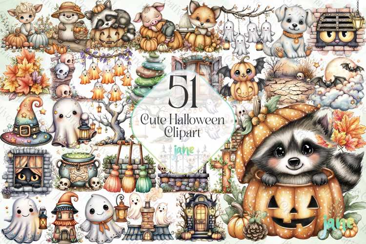 Cute Halloween Clipart Sublimation