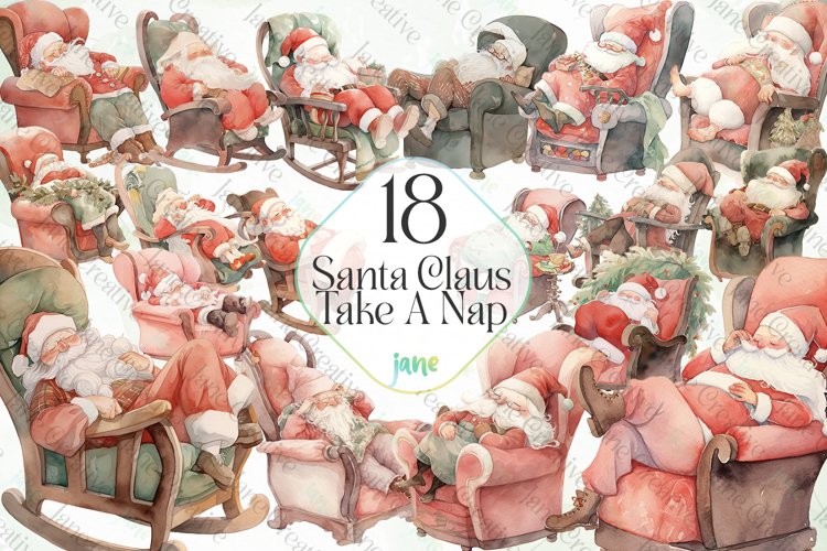 Funny Santa Claus Take A Nap Clipart