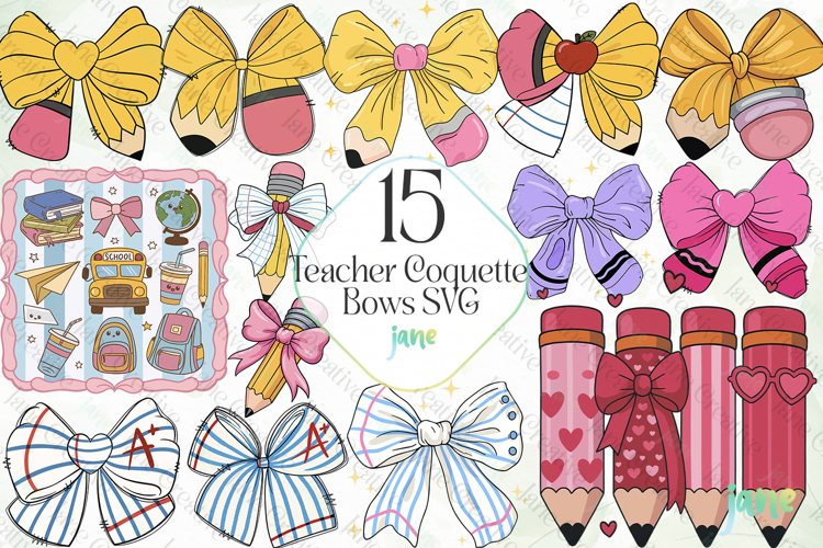 Teacher Coquette Bows SVG PNG Bundle