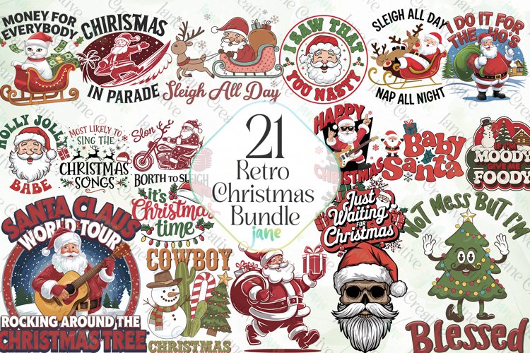 Retro Christmas Bundle Sublimation