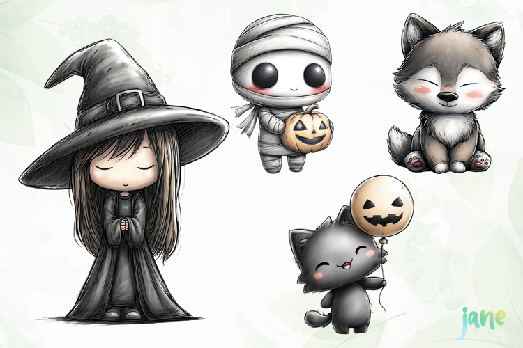 Cute Halloween Animals Clipart