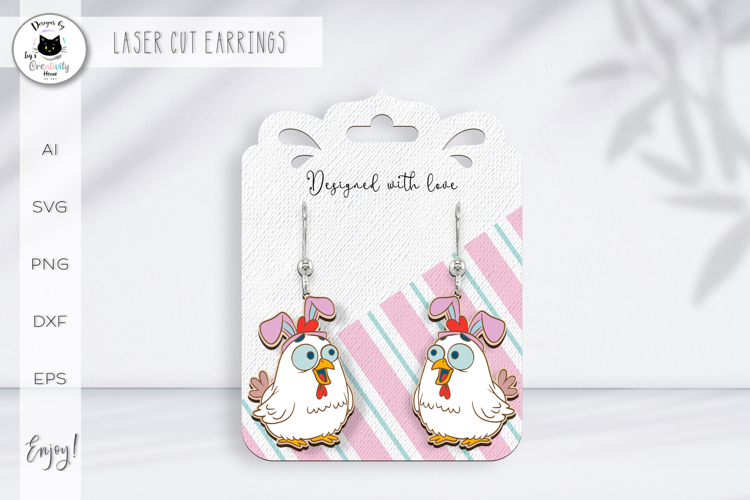 Easter Earrings Laser Cut | Funny Chicken Earrings