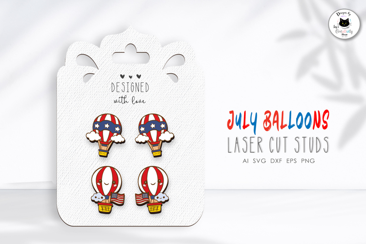 4th of July Air Balloon Earrings | Kawaii Patriotic Studs