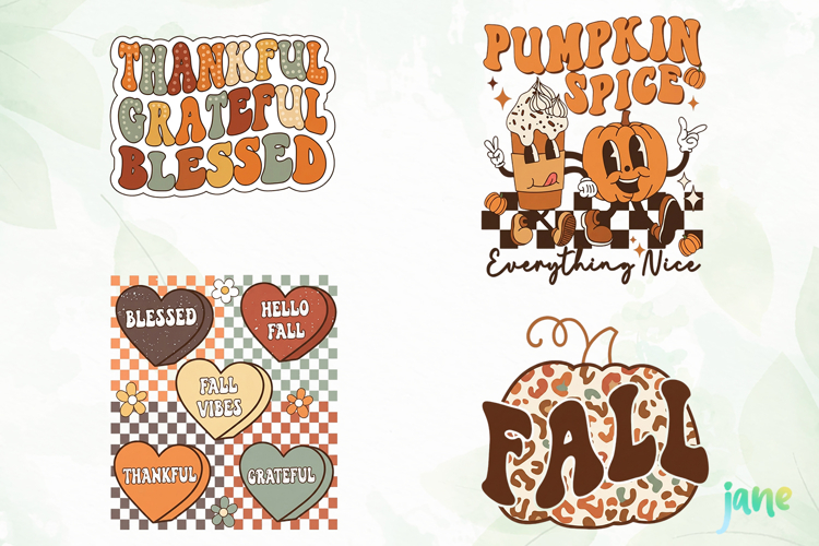 Retro Fall Thanksgiving PNG Clipart