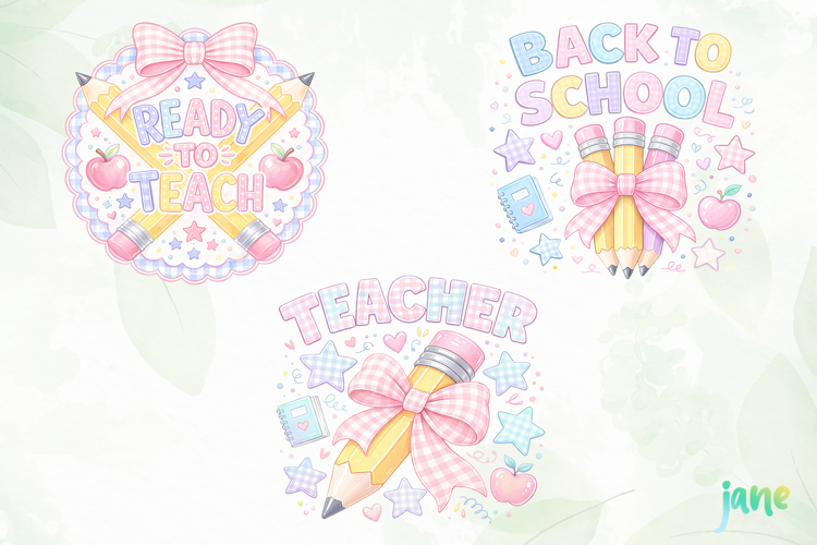 Pastel Teacher Pencil Bow Back To School