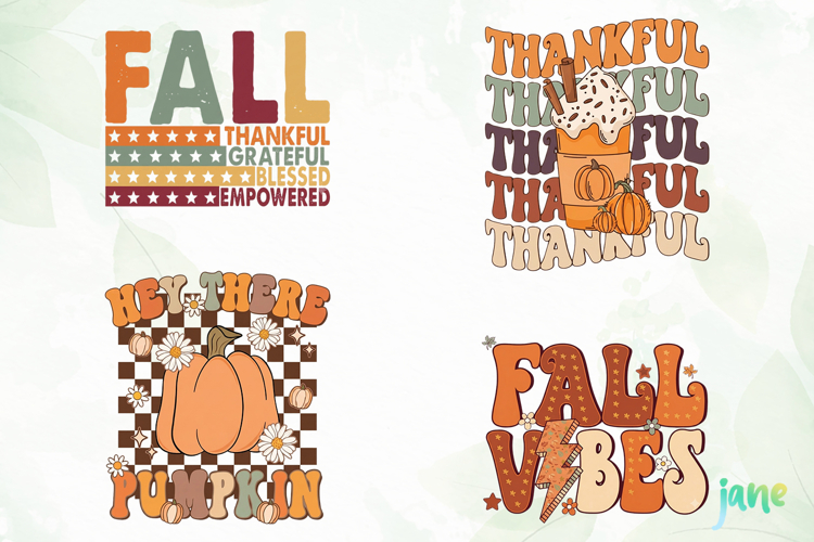 Retro Fall Thanksgiving PNG Clipart