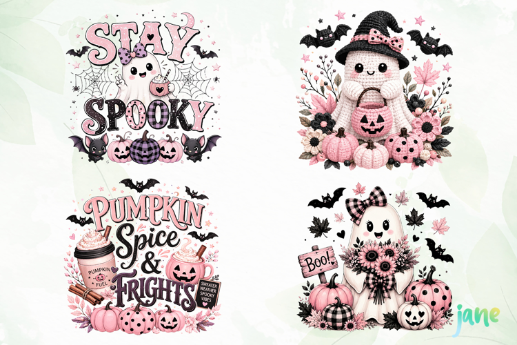 Cute Black Pink Halloween PNG