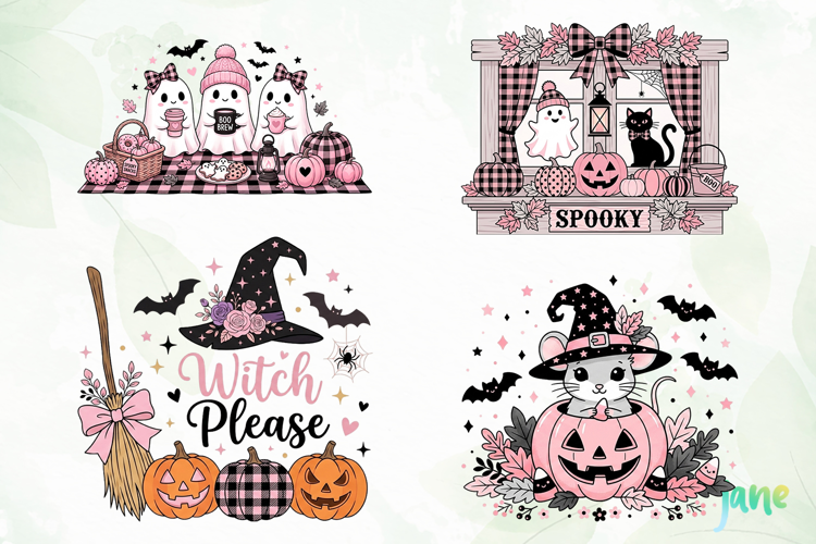 Cute Black Pink Halloween PNG