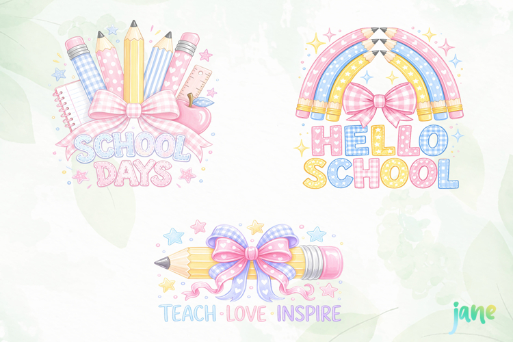 Pastel Teacher Pencil Bow Back To School