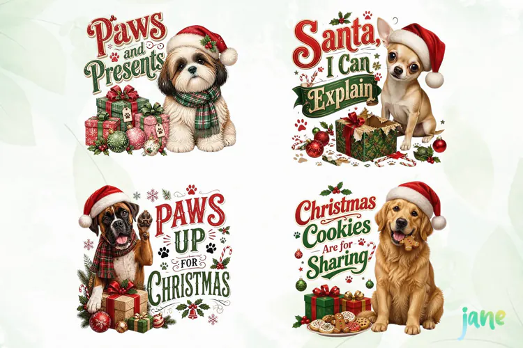 Christmas Dogs PNG Clipart