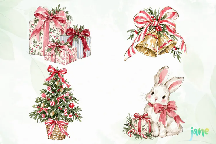 Cozy Christmas Watercolor Clipart