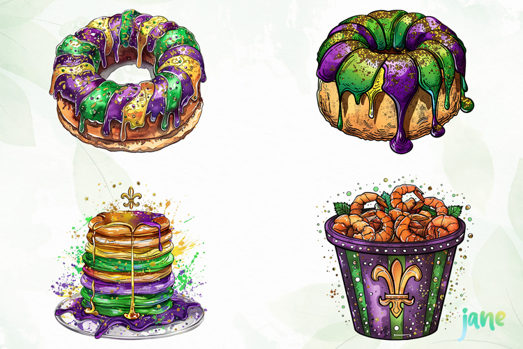 Mardi Gras Watercolor Clipart